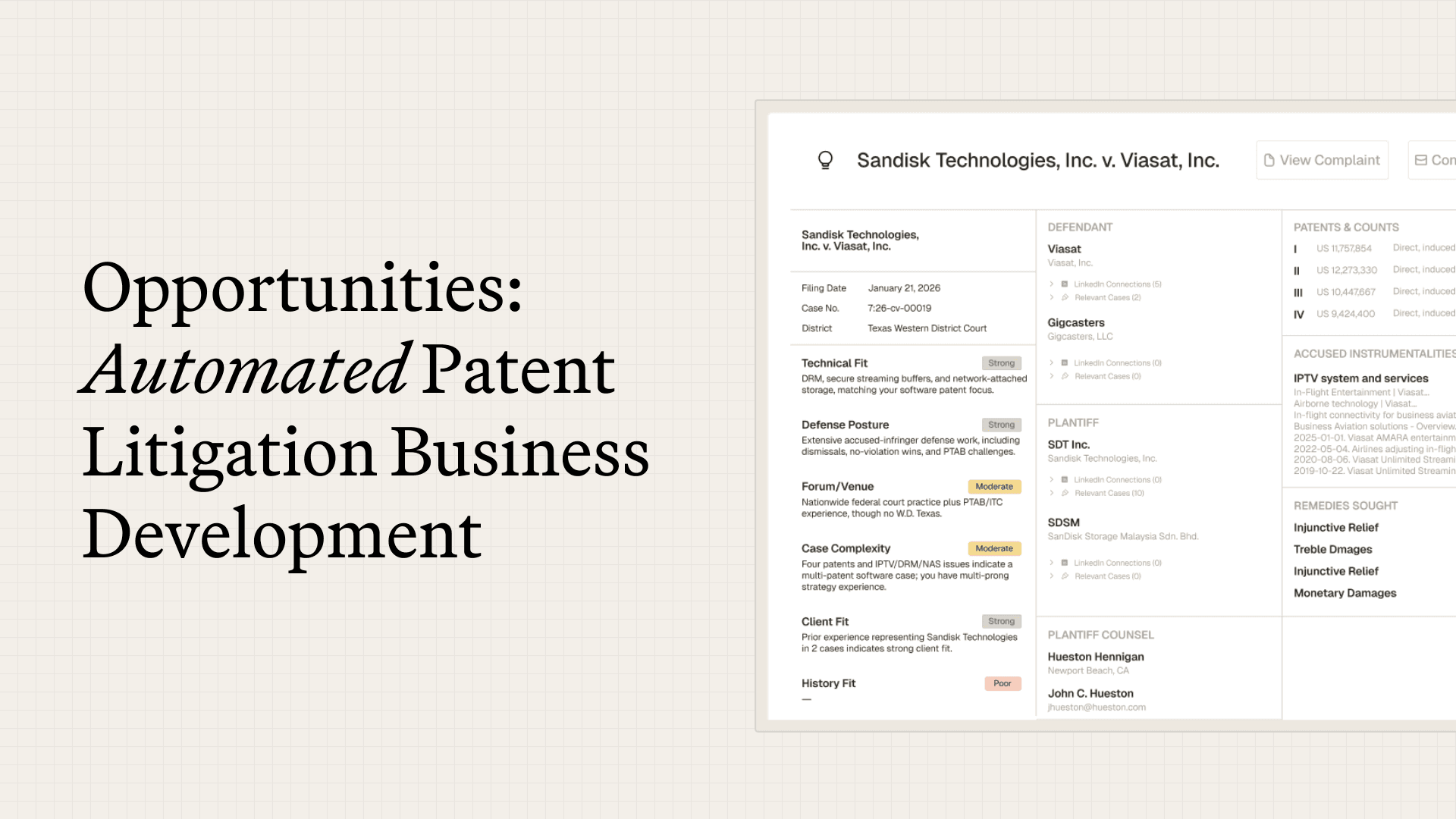 Announcing Opportunities for Patent Litigation Business Development